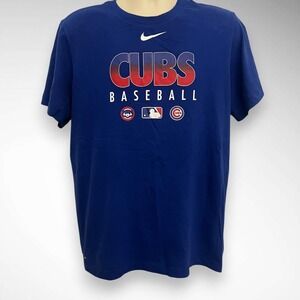 NIKE MLB DRI-FIT Men's Blue Chicago Cubs Short Sleeve T-Shirt Large | EUC